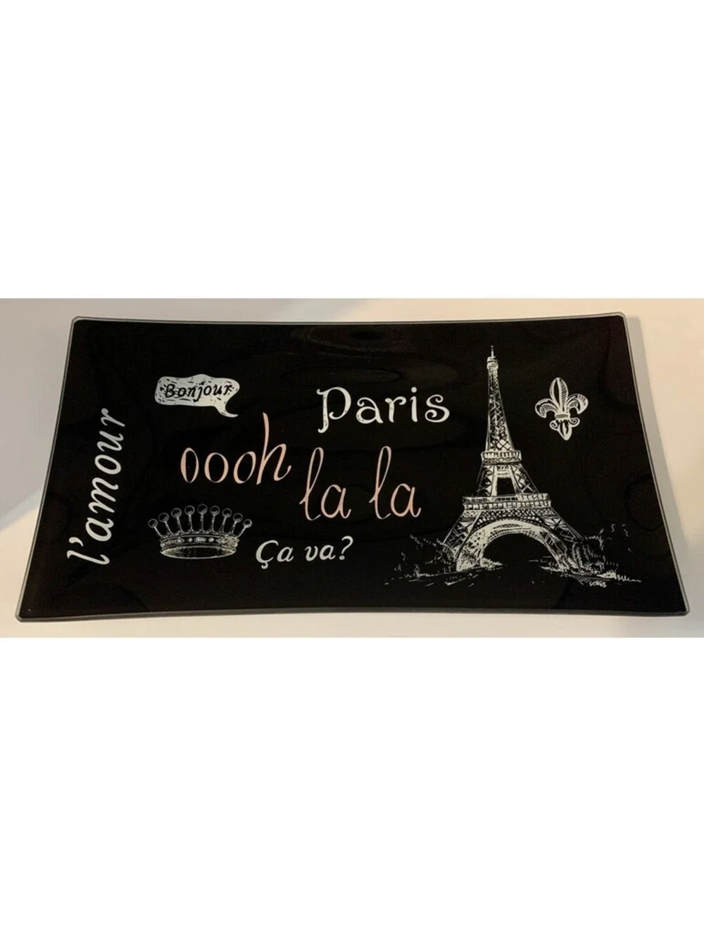 F.A.B StarPoint l’amour Paris Glass Trinket Tray NEW IN BOX JEWELRY KEYS 🎁